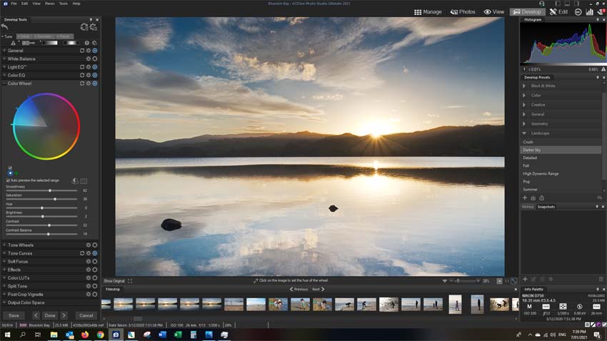 ACDSee Photo Studio Ultimate 2021 Review.  Using the new Color Wheel in the Develop tab