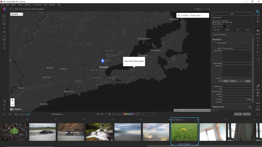 ON1 Photo Raw 2022 Screenshot - Geotagging