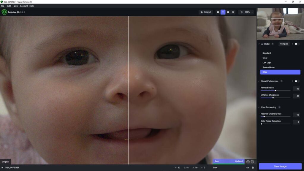 Topaz Denoise AI - Before and After Slider