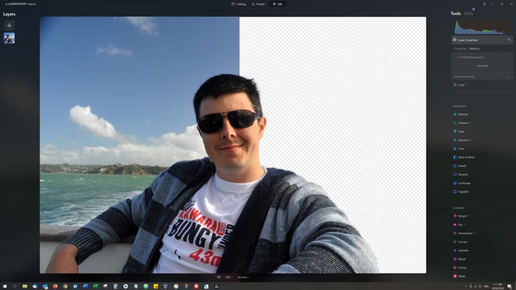 Portrait Background Removal AI in Luminar Neo