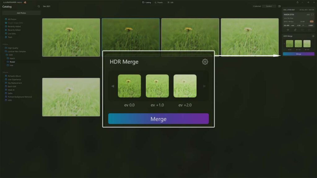 How to copy photos ito Luminar Neo HDR Merge
