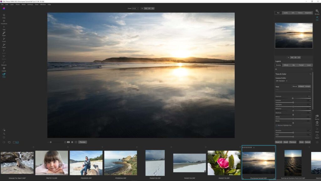 editing a photo with on1 photo raw 2023