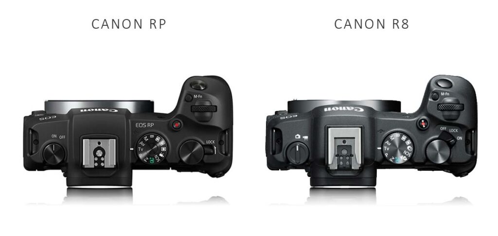 Canon RP vs Canon R8 dials