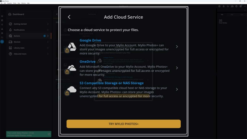 Adding a cloud service to Mylio Photos