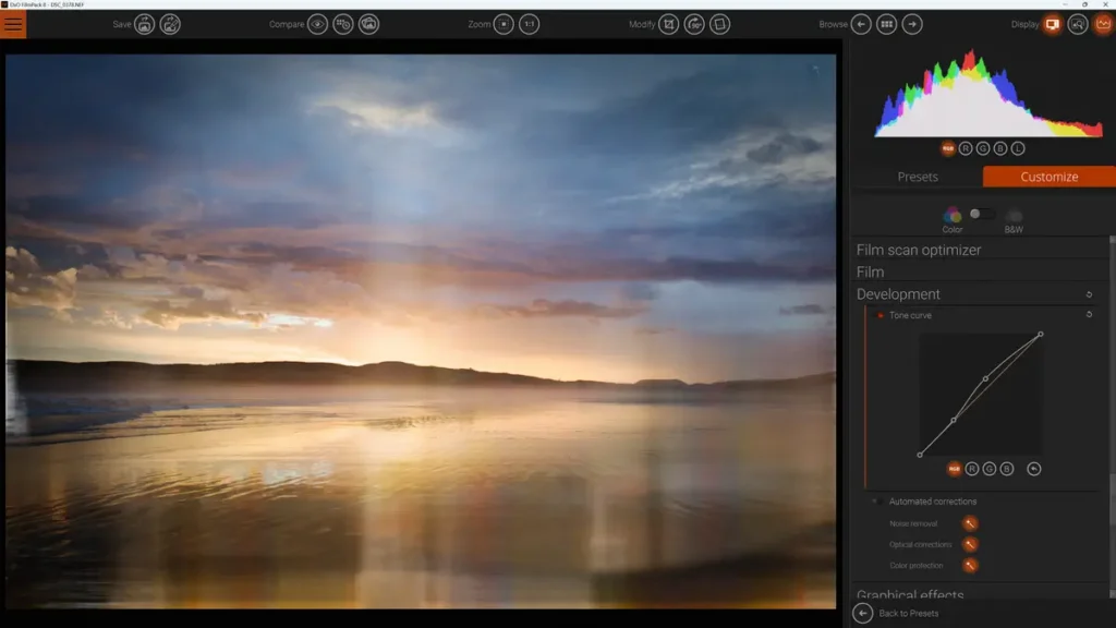 Editing a photo in DxO FilmPack 8
