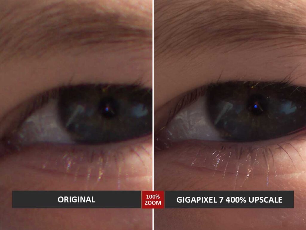 Comparing an original photo with one processed in Gigapixel