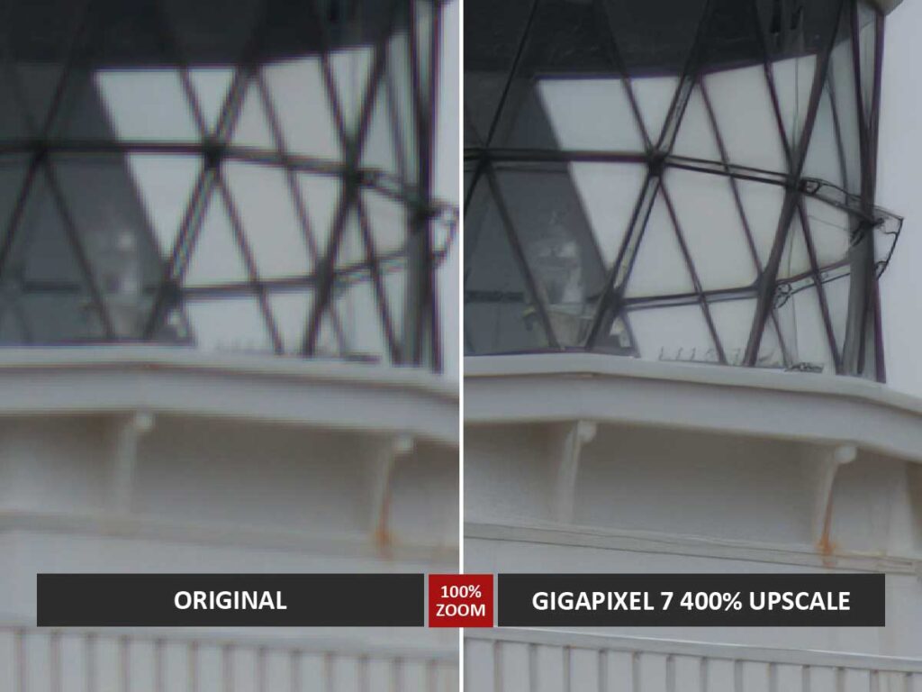 Comparing an original image with one upscaled in Gigapixel