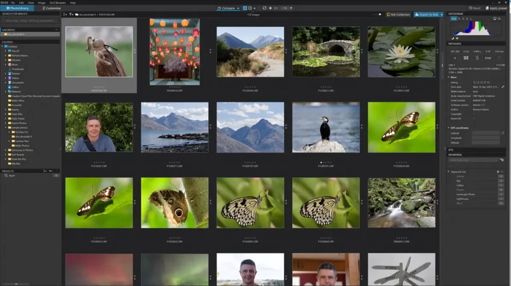 The catalog view in DxO Photolab 9