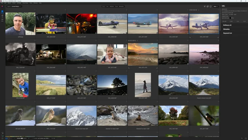The catalog view in ON1 Photo Raw 2026