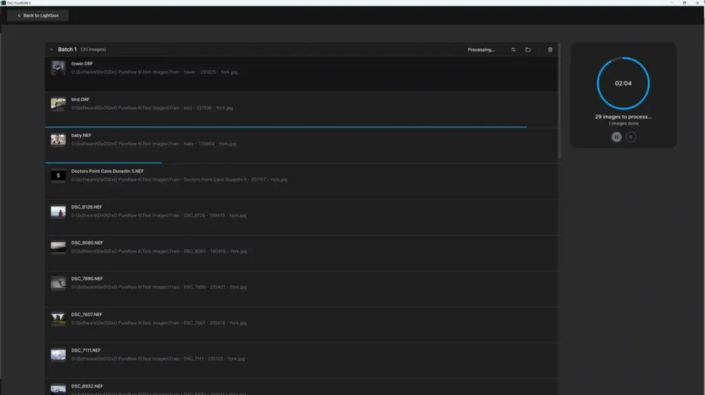 Batch processing in DxO PureRaw 6