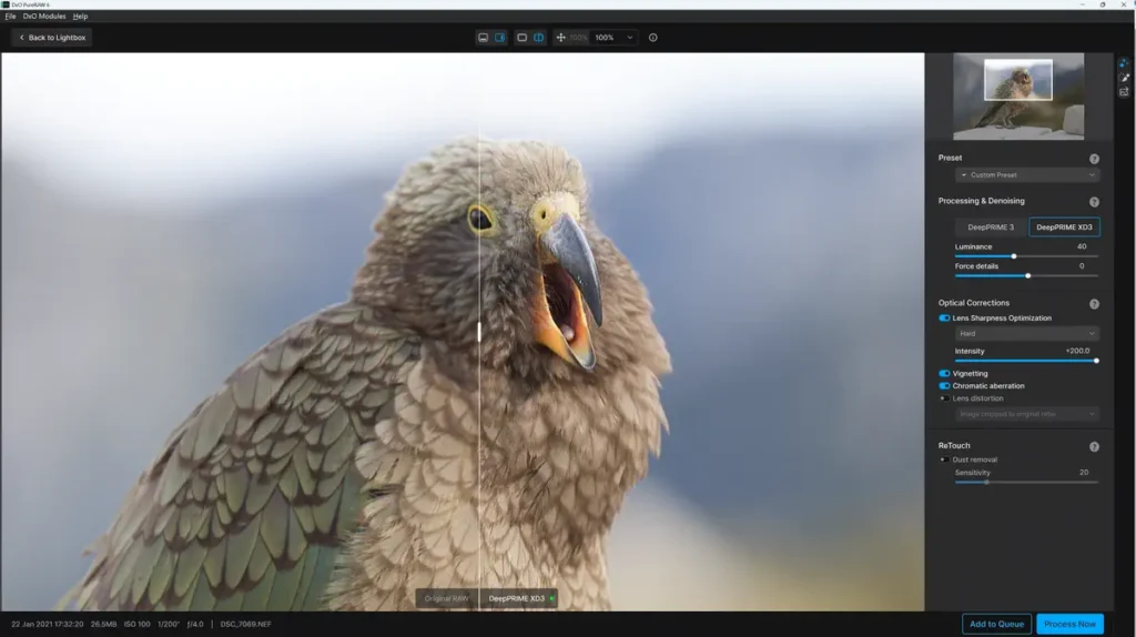 Lens Sharpening in DxO PureRaw 6